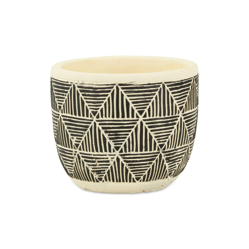 Geometric Round Pot Planter - Black / White