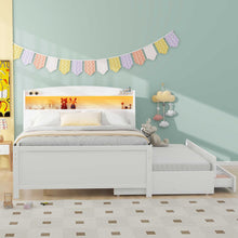 Load image into Gallery viewer, Full Size Platform Bed With Storage LED Headboard, Twin Trundle And 3 Drawers - White
