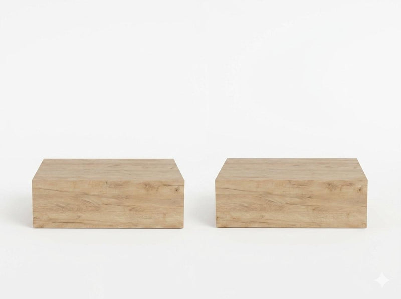Wood One Drawer Floating Nightstand (Set of 2) - Oak