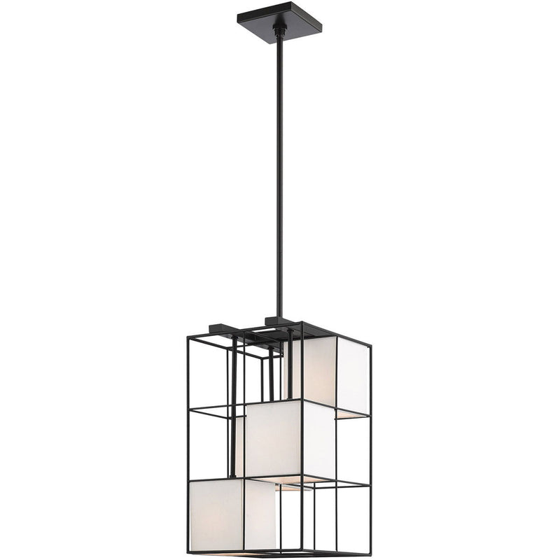 25" Four Light Dimmable Chandelier With Shades - Black
