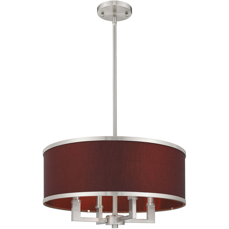 18'' Four-Light Dimmable Chandelier With Shades - Nickel / Pearl Silver