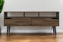 Load image into Gallery viewer, 54" Wood Enclosed And Open Storage TV Stand - Dark Brown
