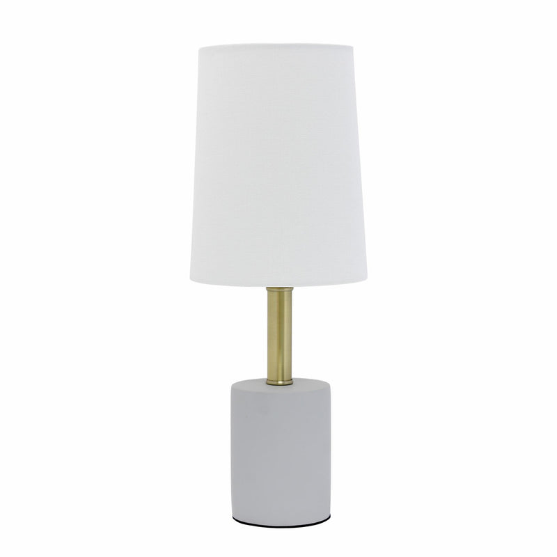 Round Bedside Lamp With Drum Shade - Gray