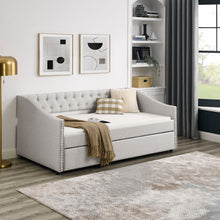 Load image into Gallery viewer, Upholstered Tufted Daybed With Drawers, Waved Arms
