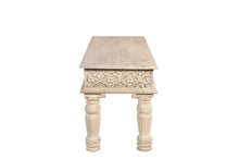 Load image into Gallery viewer, 58" White Floral Distressed Solid Wood Dining Bench
