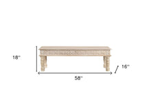 Load image into Gallery viewer, 58" White Floral Distressed Solid Wood Dining Bench
