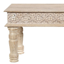 Load image into Gallery viewer, 58" White Floral Distressed Solid Wood Dining Bench
