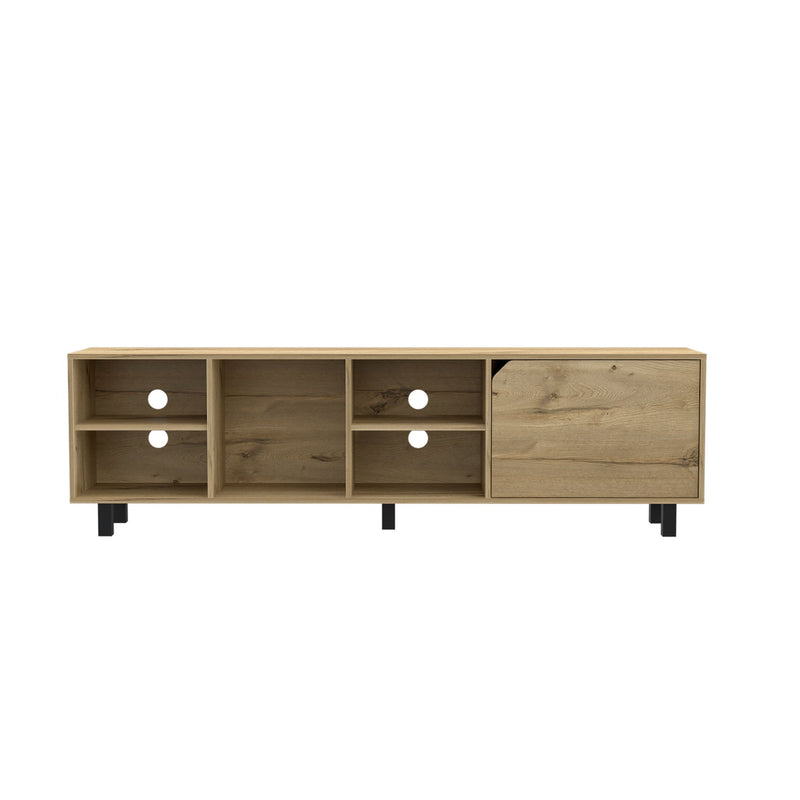71" Wood Enclosed And Open Storage TV Stand - Natural