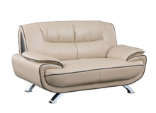 Load image into Gallery viewer, Love Seat Faux Leather - Silver / Beige
