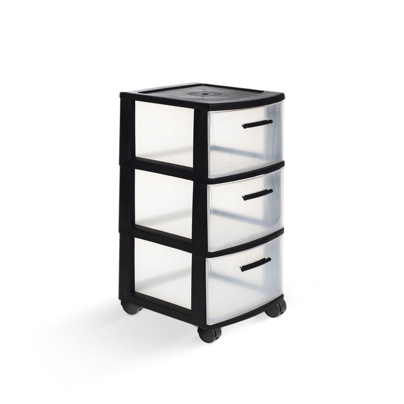 Plastic Square Accent Cabinet With Three Drawers - Black