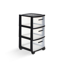 Load image into Gallery viewer, Plastic Square Accent Cabinet With Three Drawers - Black
