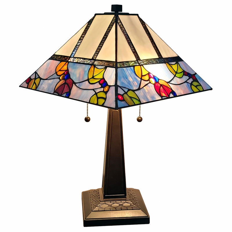 Metal Two Light Candlestick Table Lamp With White Shade - Dark Brown