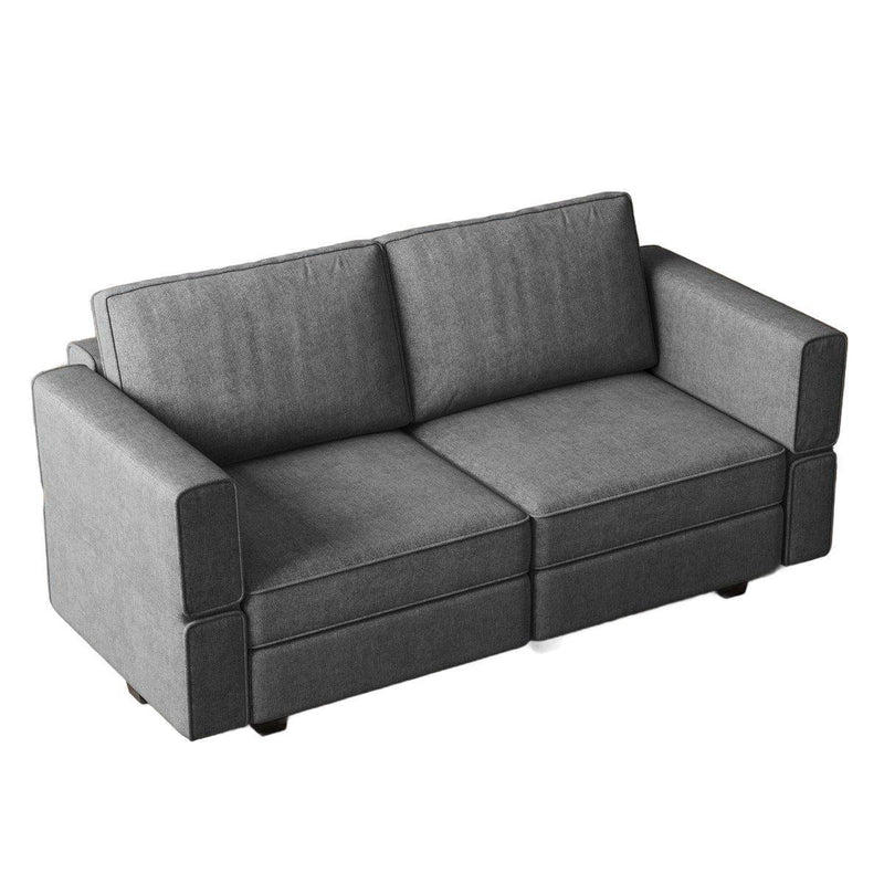 And Black Chenille Modular Loveseat With Storage - Light Gray