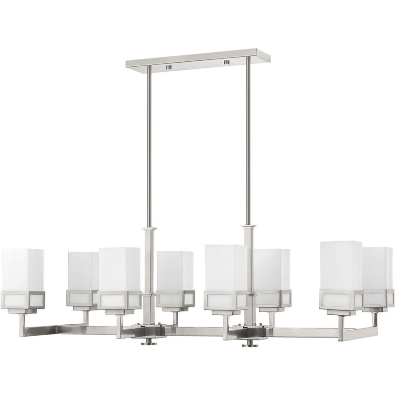 20'' Eight Light Dimmable Chandelier With Shades - Nickel