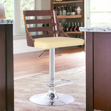 Load image into Gallery viewer, Faux Leather And Iron Low Back Adjustable Height Bar Chair - Cream And Silver
