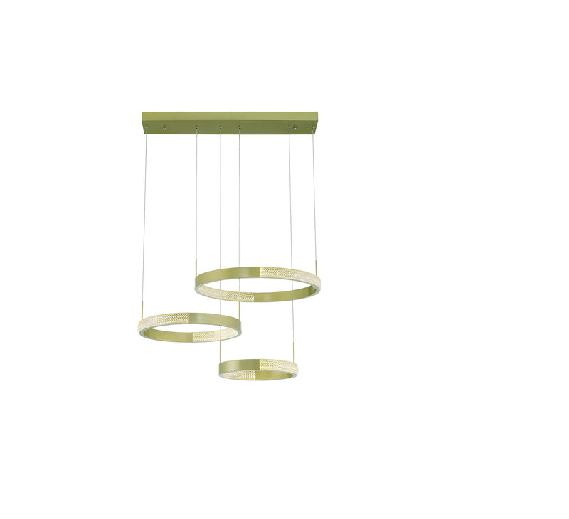 Candle Style Three Light Metal LED Dimmable Chandelier - Gold