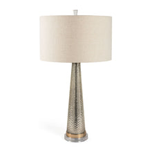 Load image into Gallery viewer, 32" Metallic Glass LED Table Lamp With Drum Shade - Beige / Silver / Gold
