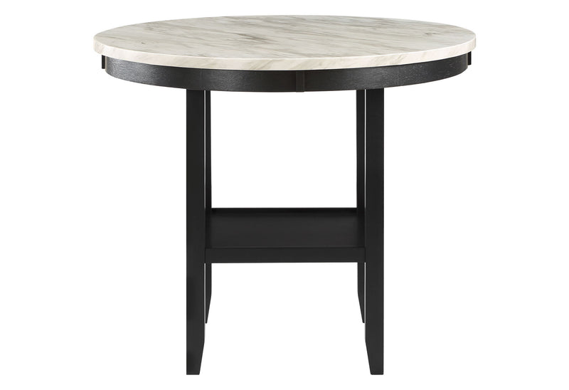 Wood Faux Marble Round Counter Height Bar Table - White / Black