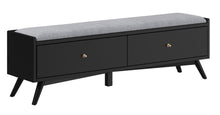 Load image into Gallery viewer, 59" Gray and Black Fabric Upholstered Storage Bench with Drawers
