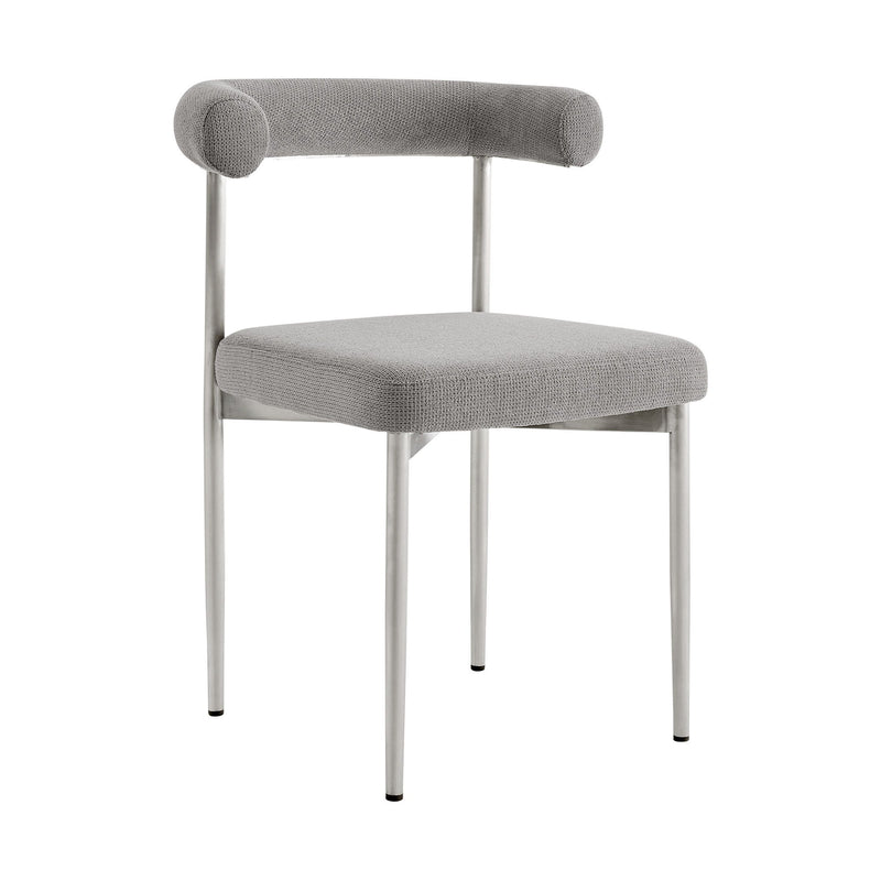 Contemporary Upholstered Polyester Open Back Dining Side Chairs (Set of 2) - Gray