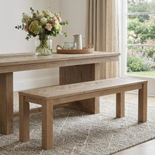 Load image into Gallery viewer, 60" Natural Distressed Solid Wood Dining Bench
