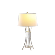 Load image into Gallery viewer, 29" Silver Bamboo Design Table Lamp With Off White Drum Shade
