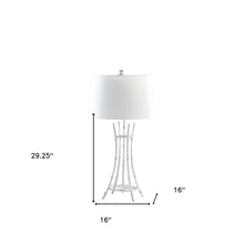 Load image into Gallery viewer, 29" Silver Bamboo Design Table Lamp With Off White Drum Shade
