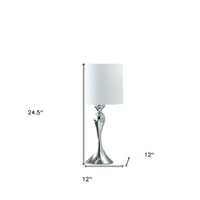 Load image into Gallery viewer, 25" Silver Sleek Table Lamp With Off White Drum Shade
