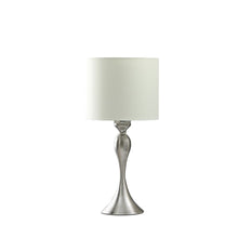 Load image into Gallery viewer, 25" Silver Metal Table Lamp With Off White Drum Shade

