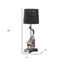 Load image into Gallery viewer, 24" Antiqued Gold Monkey Table Lamp With Black Drum Shade
