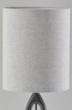 Load image into Gallery viewer, 28" Black Solid Wood Round Table Lamp With Gray Drum Shade
