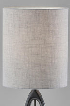 Load image into Gallery viewer, 28" Black Solid Wood Round Table Lamp With Gray Drum Shade

