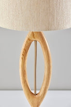 Load image into Gallery viewer, 28" Natural Solid Wood Round Table Lamp With Beige Drum Shade
