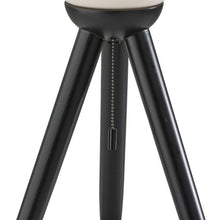 Load image into Gallery viewer, 23" Black Solid Wood Tripod Table Lamp With White Ribbed Glass Shade
