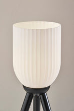 Load image into Gallery viewer, 23" Black Solid Wood Tripod Table Lamp With White Ribbed Glass Shade
