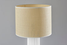 Load image into Gallery viewer, 24" White Ceramic Cylinder Table Lamp With Beige Drum Shade
