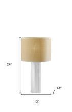 Load image into Gallery viewer, 24" White Ceramic Cylinder Table Lamp With Beige Drum Shade
