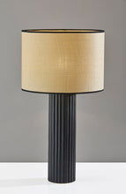 Load image into Gallery viewer, 29" Black Ceramic Cylinder Table Lamp With Beige Drum Shade
