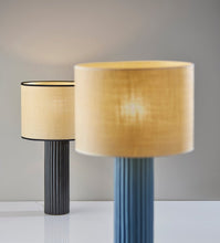 Load image into Gallery viewer, 29" Black Ceramic Cylinder Table Lamp With Beige Drum Shade
