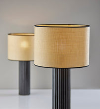 Load image into Gallery viewer, 29" Black Ceramic Cylinder Table Lamp With Beige Drum Shade
