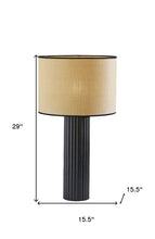 Load image into Gallery viewer, 29" Black Ceramic Cylinder Table Lamp With Beige Drum Shade
