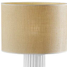 Load image into Gallery viewer, 29" White Ceramic Cylinder Table Lamp With Beige Drum Shade

