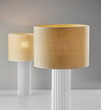 Load image into Gallery viewer, 29" White Ceramic Cylinder Table Lamp With Beige Drum Shade
