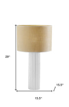 Load image into Gallery viewer, 29" White Ceramic Cylinder Table Lamp With Beige Drum Shade
