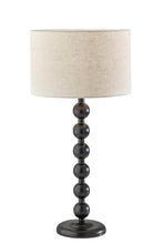 Load image into Gallery viewer, 28" Black Solid Wood Candlestick Table Lamp With Off White Drum Shade
