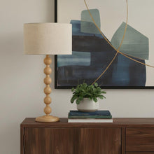 Load image into Gallery viewer, 28" Brown Solid Wood Candlestick Table Lamp With Off White Drum Shade
