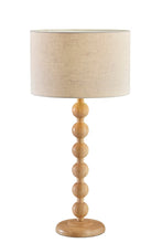 Load image into Gallery viewer, 28" Brown Solid Wood Candlestick Table Lamp With Off White Drum Shade
