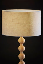 Load image into Gallery viewer, 28" Brown Solid Wood Candlestick Table Lamp With Off White Drum Shade
