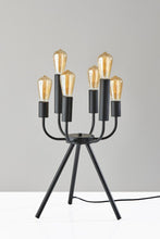 Load image into Gallery viewer, 24" Black Six Light Tripod Tripod Lamp
