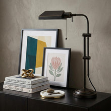 Load image into Gallery viewer, 26" Bronze Metal Adjustable Table Lamp With Bronze Rectangular Shade
